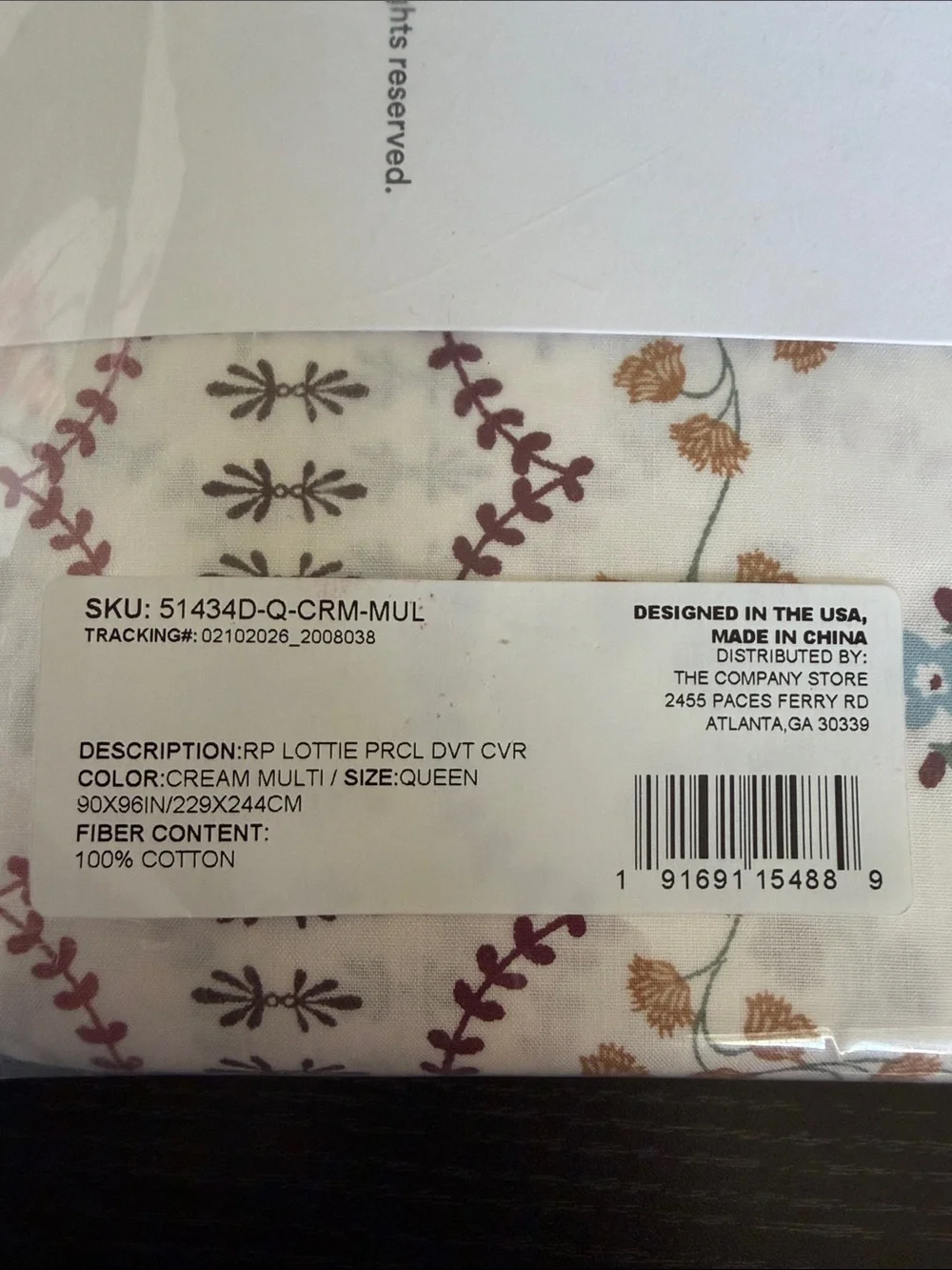 Rifle Paper Co. x Company Store Lottie Percale Queen Duvet Cover